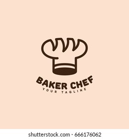Baker chef logo template design. Vector illustration.