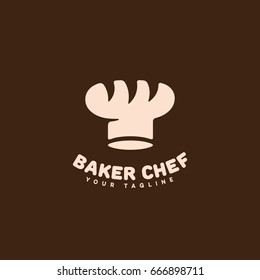 Baker chef logo template design on a brown background. Vector illustration.