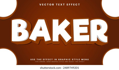 Plantilla de efecto de texto editable 3d de la cocción del panadero conveniente para los productos de la comida dulce