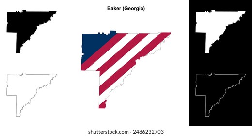 Condado de Baker (Georgia) conjunto de mapas esquemáticos