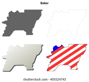 Baker County, Oregon blank outline map set