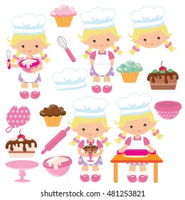 Baker girl vector illustration