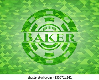Baker green emblem. Mosaic background. Vector Illustration. Detailed.