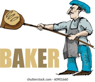 baker, handmade based illustration.