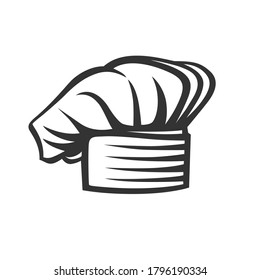 Baker hat icon. Vector linear chefs cap, kitchener headdress. Vector illustration. Black and white vector objects.