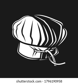 Baker hat icon. Vector linear chefs cap, kitchener headdress. Vector illustration. Black and white vector objects.