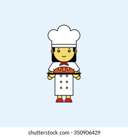 Baker Holding Bread, Cartoon Vector illustration.