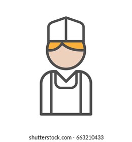 Baker icon with blond hair on white background