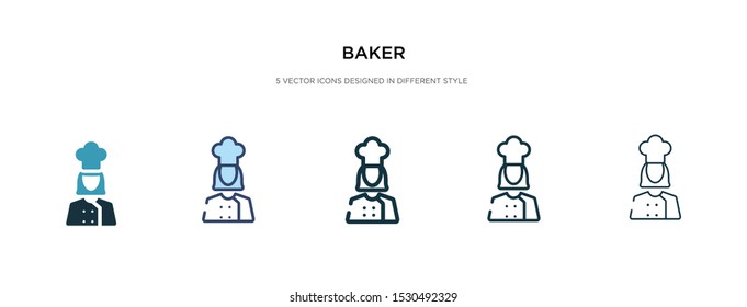 baker icon in different style vector illustration. two colored and black baker vector icons designed in filled, outline, line and stroke style can be used for web, mobile, ui
