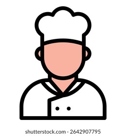 Baker icon flat line style illustration representing bread and pastry preparation, suitable for culinary, bakery, and food service-related projects