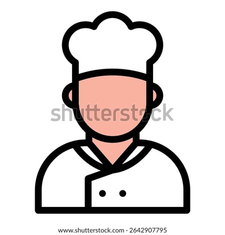 Baker icon flat line style illustration representing bread and pastry preparation, suitable for culinary, bakery, and food service-related projects