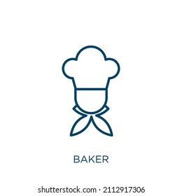 baker icon. Thin linear baker outline icon isolated on white background. Line vector baker sign, symbol for web and mobile