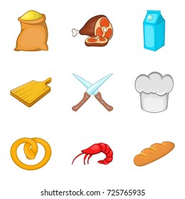 Baker icons set. Cartoon set of 9 baker vector icons for web isolated on white background