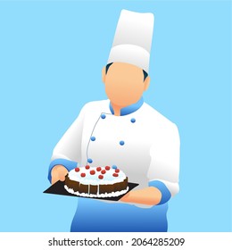 baker illustration with flat style design. can be used as an element in the design of posters, social media, banners, websites, etc.