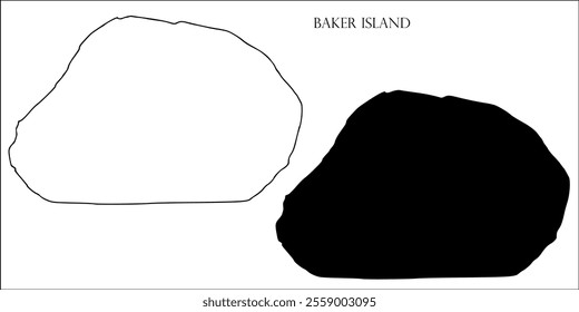 Baker Island Blank Map, Baker Island Map Outline Vector Images