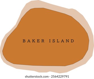 Baker Island map of United States Minor Outlying Islands. Colored. Vectored