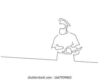 Baker isolated line drawing, vector illustration design. Food collection.