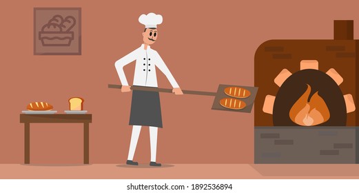 Baker Man Character  Vector, bakery illustration