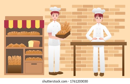 Baker - modern vector cartoon people characters illustration
