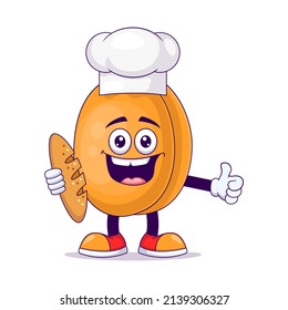 Baker peach cartoon mascot character vector illustration design