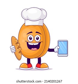 Baker peach cartoon mascot character vector illustration design