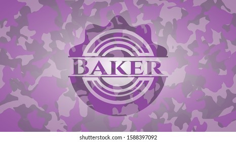 Baker pink and purple on camouflage pattern. Vector Illustration. Detailed.