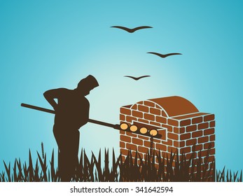 Baker Putting Bread in Oven