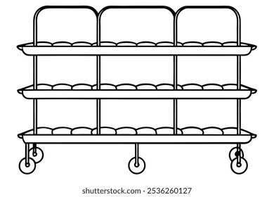 Baker s rack line art illustration showcasing minimalist kitchen aesthetics (3)