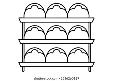 Baker s rack line art illustration showcasing minimalist kitchen aesthetics (4)