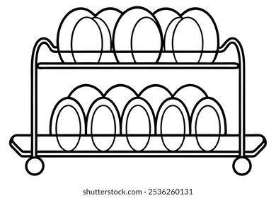 Baker s rack line art illustration showcasing minimalist kitchen aesthetics (2)