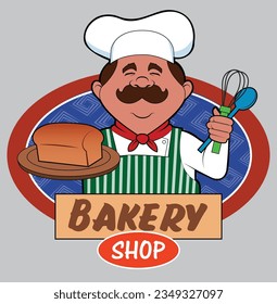 A baker shows off a loaf of bread.