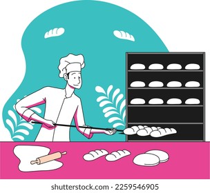 Baker Simple Vector Illustration Made With Line and Shadows