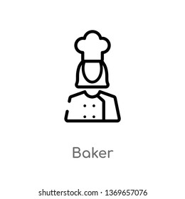 baker vector line icon. Simple element illustration. baker outline icon from user concept. Can be used for web and mobile