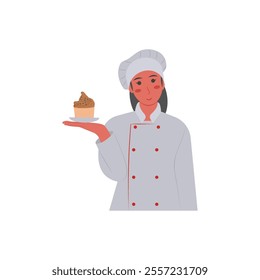 Baker, Women Career Flat Vector Illustration