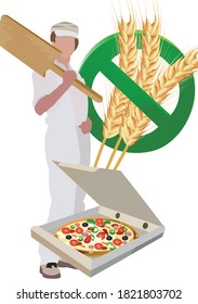 panadería con herramientas de trabajo y productos de panadería