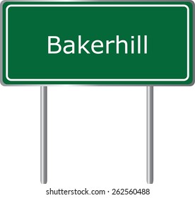 Bakerhill, Alabama, road sign green vector illustration, road table, USA city