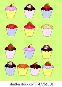 Bakers Dozen Cupcakes vector set