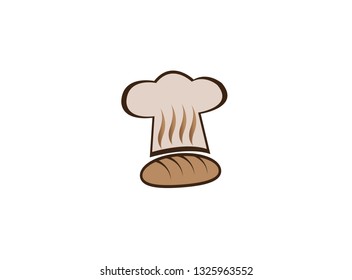 Baker's hat and hot bread for logo design