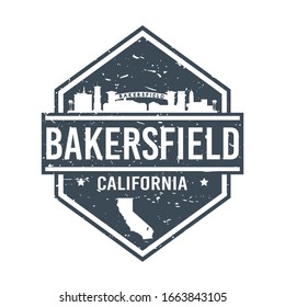 Bakersfield, CA, USA Travel Stamp Icon. Skyline City Design Tourism Diamond. Vector Illustration Grunge.