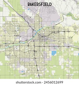 Bakersfield, California, USA map poster art