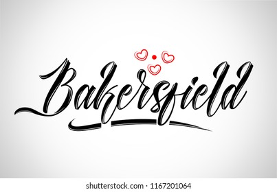 bakersfield city text design with red heart typographic icon design suitable for touristic promotion