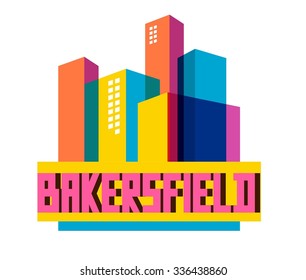 Bakersfield city travel destination in USA. vector cartoon,