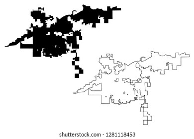 Bakersfield City (United States cities, United States of America, usa city) map vector illustration, scribble sketch City of Bakersfield map