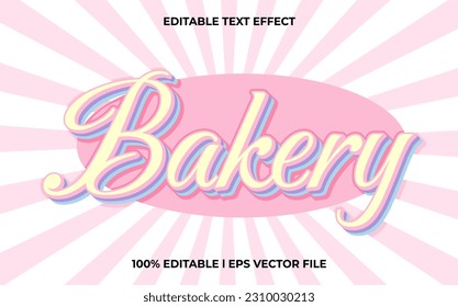 Bakery 3d text effect and editable text, template 3d style use for colorful tittle