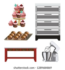 Bakery, accessories. Vector illustration. Isolated on a white background.