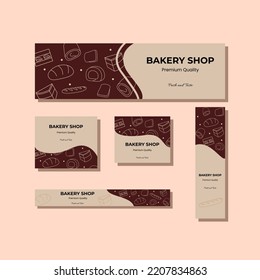 Bakery ads banner template with line style for website