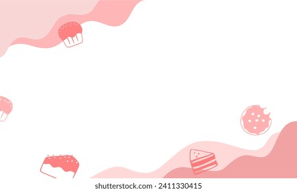 Bakery background. Baking utensils, bakery, and yellow liquid shape with space for copy text.