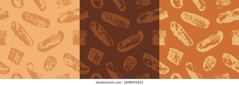 Bakery background with bread drawing pattern. Vector brown bread slices and white baguette illustrations. Rustic traditional food concept. Bakery products vector