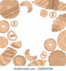 Bakery background. Bread and pastry collection.