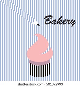 Bakery background. Bread and pastry. Bread house.  Linear graphic design. Flat retro vintage vector illustration.